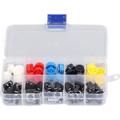 Satz Mit 25 Runden Tastern, 12 X 12 X 7,3 Mm, 4 Pins, Smd-platinenbauweise Mit Kappe