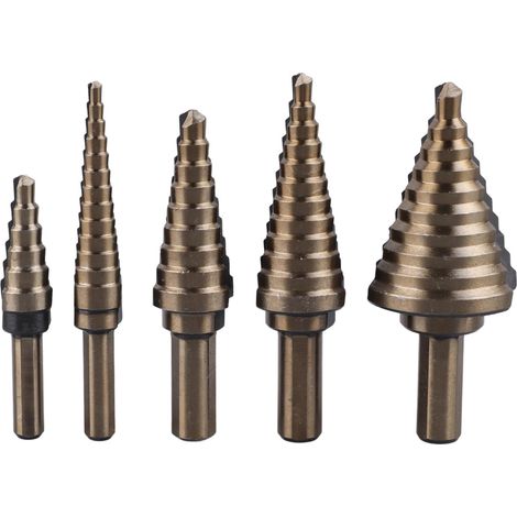 Set Mit 5 Stufenbohrern Von 3/16 Bis 1 Bis 3/8 Zoll, Hartmetall-kegelbohrer Für Holz, Metall Und Kunststoff