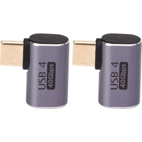 Rechtwinkliger Usb-typ-c-stecker Auf Buchse, 40 Gbit/s, 90-grad-usb-adapter Für Datenübertragung Und Laden, 2 Stück
