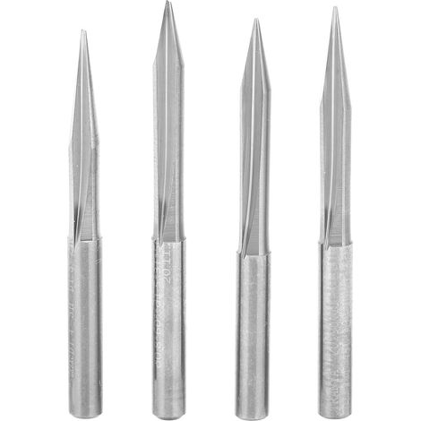 V-förmiger Schneidfräser, 4 Stück, 2-schneidiger Gravierstichel 4x0,5x15°/4x0,5x20°/4x0,5x25°/4x0,5x30°