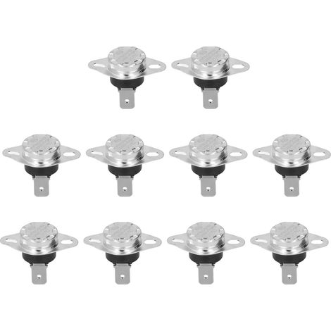 Thermostat, Thermoschalter, Manuelle Rückstellung, Bimetallchip, Temperaturregelung, 10 A, 250 V, 10 Stück