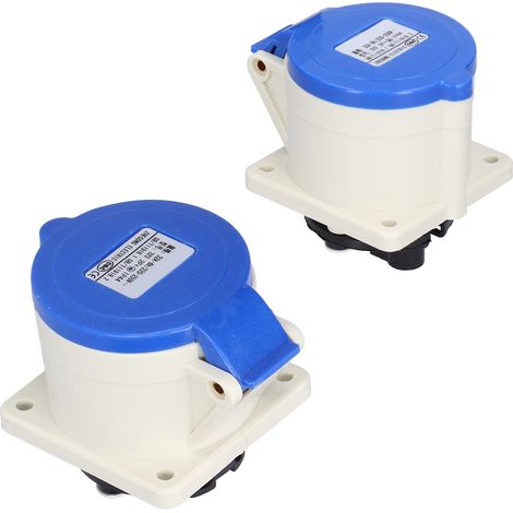 Industrielle 3-polige Netzsteckdose, 2-phasig, Verdeckter Gerader Stecker, 220–250 V, 32 A, 2p+e, Ip44, 2 Stück