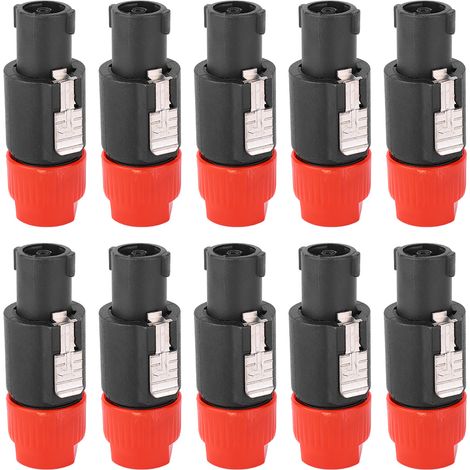 Audio-c-lautsprecherstecker Nl4fc, 10 Stück, 4-poliger Wasserdichter Lautsprecherstecker (rot)