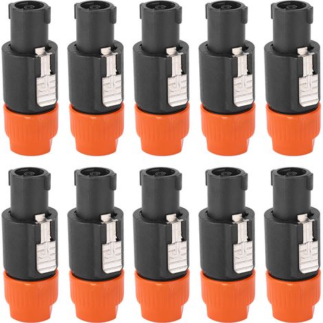 Audio-c Nl4fc Lautsprecheranschluss, 10 Stück, 4-poliger Wasserdichter Lautsprecherstecker (orange)