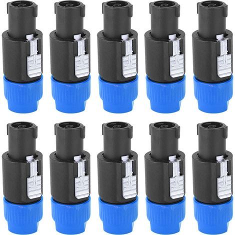 10 Stück C Nl4fc Audio-lautsprecheranschluss Speakon 4-pin Wasserdichter Zündkerzenkabelanschluss (blau)