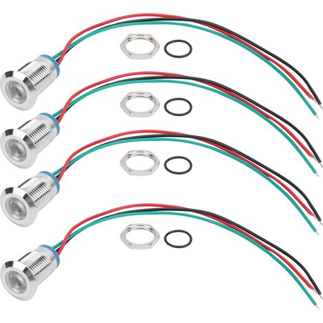 Sätze Vorverdrahteter Runder Leds, Wasserdichtes Metallgehäuse, 2-farben-anzeige, 12-mm-gemeinsame Kathode, 1224 V (rot Und Grün)