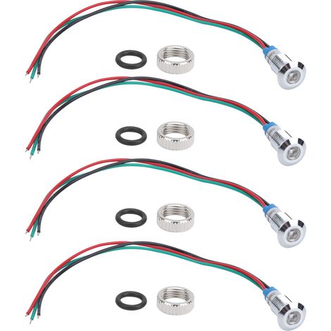 4er-pack Led-anzeigeleuchte, 2-farbige Gemeinsame Anode, Wasserdichtes Metallgehäuse, 8 Mm, 220 V (rot/grün)