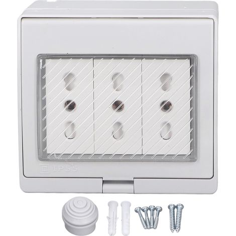 Ip55-wasserdichte Wandsteckdose, Feuer- Und Staubdichtes Gehäuse, 3 Ausgänge Für 110–250 V Außenstecker (italienischer Typ).