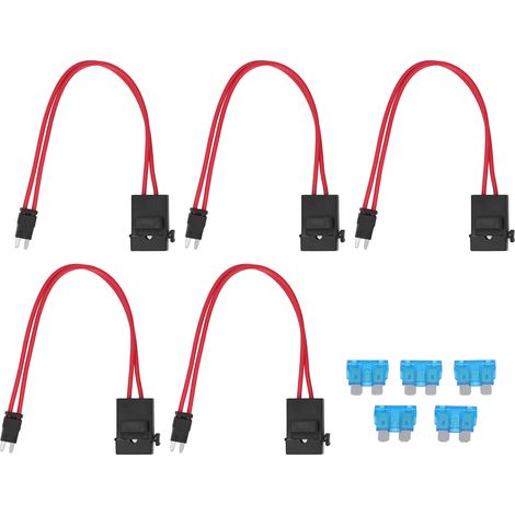Kfz-sicherungshalter-stecker, 5 Stück, Mini-hochleistungs-kabelverlängerung Für Fahrzeug-atm 20a 16awg Mit 5 Ack S 10,9mm Sicherungen