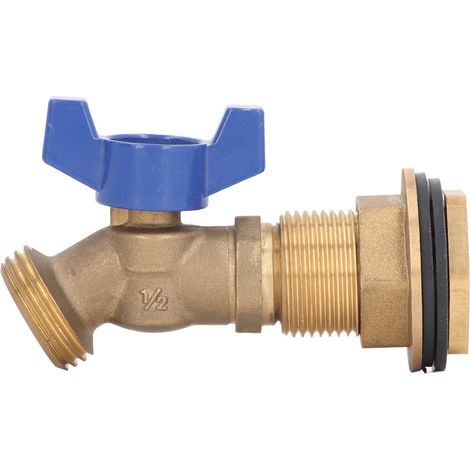 Vierteldreh-kugelhahn Aus Messing Für Wassertanks Und Regentonnen Mit Schottverschraubung, 1/2"-innengewinde, 3/4"-außengewinde