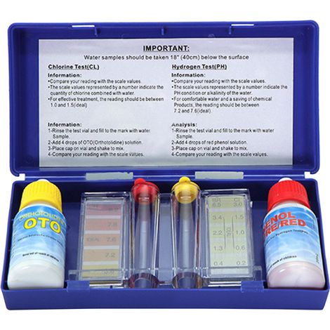 Wasserqualitätsprüflösung Mit Teststreifenröhrchen Zur Bestimmung Von Restchlor Und Ph-wert