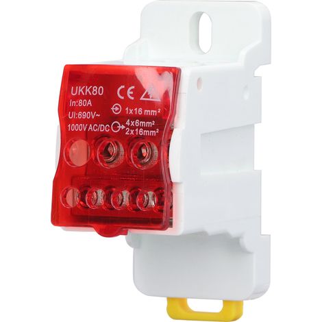 Din-schienen-klemmenblock-verteilerkasten 690 V 80 A, Verspleißbare Messing-leiterverbindung Für Haushaltsgeräte, Rot