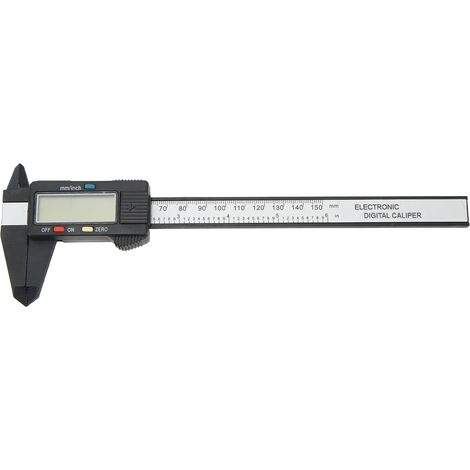 Digitaler Messschieber, Elektronisches Lcd-display, 6-zoll-messwerkzeug, 150 Mm, Millimeterumrechnung, Pa66 Schwarz