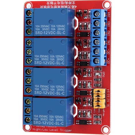 4-kanal-optokoppler-relaisplatine Mit High/low-triggerung, 5 V/12 V/24 V (12 V)