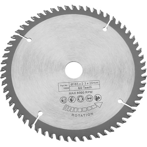 165 Mm Silbernes Hartmetall-kreissägeblatt Für Holzbearbeitung, 60 Zähne + 1 Reduzierring