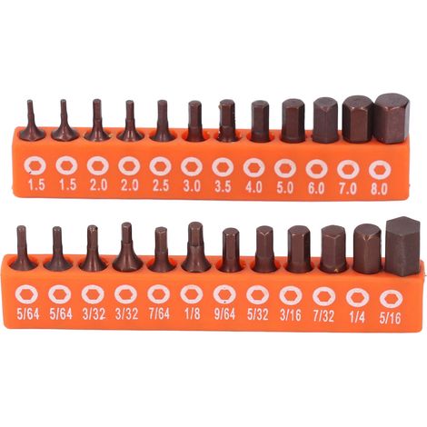 24-teiliges Sechskant-bohrerset, 1/4-zoll-schaft, S2-legierungsstahl, Metrisch Und Sae, 25 Mm, Für Industrielle Anwendungen, Mit Aufbewahrungsständer