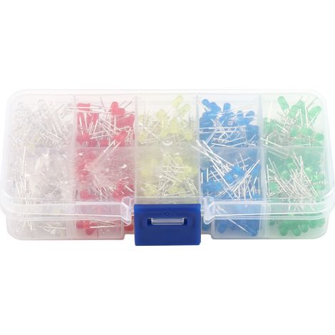 Sortiment An 3-mm-leds, 500 Stück, Weiß, Gelb, Rot, Blau, Grün, Diy-set