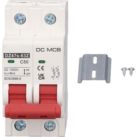 Leitungsschutzschalter Sg Dc 2p 50a Dc1000v 6000a, Schaltvermögen, Din-schienenmontage Für Photovoltaik-solaranlagen Dz47s 63z C50