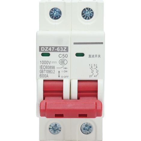 Miniatur-gleichstrom-2-poliger Trennschalter Für Solar-photovoltaikanlagen, Din-schienenmontage, 1000 V, 50 A, Dz47-63z C50