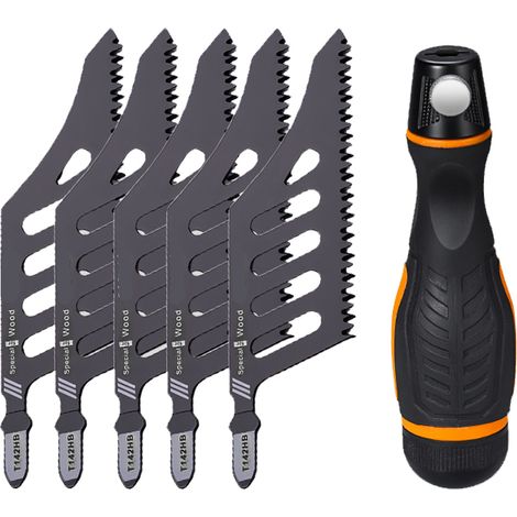 Unregelmäßig Gebogene Stichsägeblätter Aus Hochkohlenstoffhaltigem Stahl Mit Griff Für Sperrholz Und Weichholzfaserplatten, 5 Stück