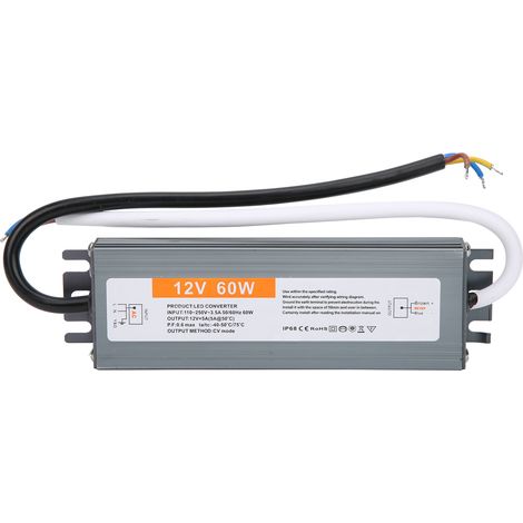 Ultradünnes, Wasserdichtes 60-w-led-netzteil, Ac110–250 V (50/60 Hz) (dc12 V) Treiber