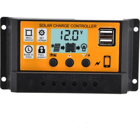 Intelligenter Laderegler Für Dual-usb-solarmodule, 3-stufiger Pwm-laderegler, 12 V/24 V, 20 A