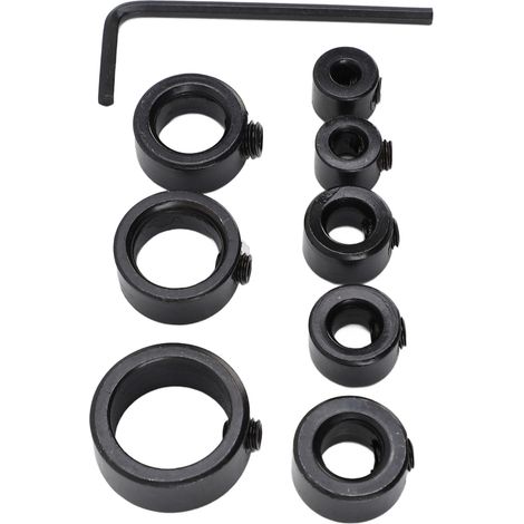 Bohrerhülsen Mit 1 Sechskantschlüssel, Satz Mit 8 Tiefenanschlagblöcken Aus Hochkohlenstoffhaltigem Stahl (3 Mm, 4 Mm, 5 Mm, 6 Mm, 8 Mm, 10 Mm, 12 Mm, 16 Mm)