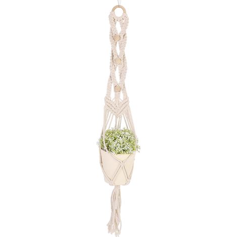 Blumenampel Aus Handgewebtem Baumwollseil Im Boho-stil Mit Quasten Zum Aufhängen An Der Wand – Eine Stilvolle Dekoration Für Zuhause.