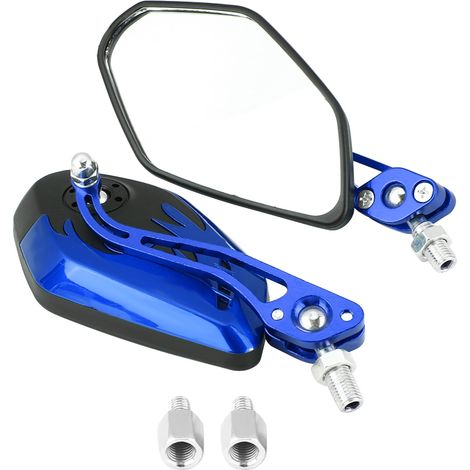 Paar Universelle 8-mm-10-mm-motorrad-/rollerspiegel, Aluminium, Blaues Flammenmuster