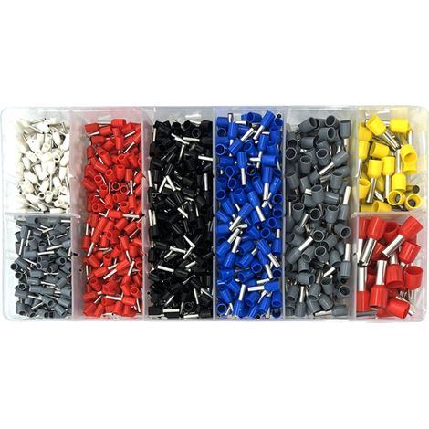 Hsc8 6-4a Rohrklemmenblock-set, 1250 Stück, Weiß, Schwarz, Rot, Blau, Gelb, Grau, Gemischte Farben, 0,25–10 Mm², Mit Aufbewahrungskoffer