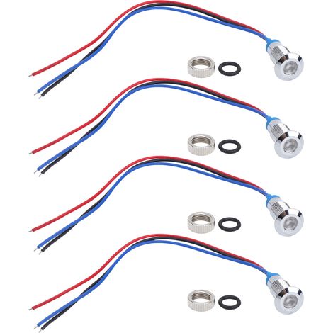 4 Sätze Led-anzeigeleuchten, Gemeinsame Anode, Wasserdichtes Metall, 2 Farben, 8 Mm, 1224 V (rot Und Blau)