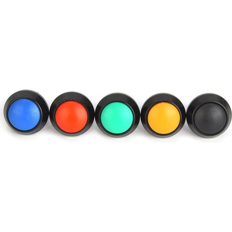 Ip65-metall-druckknopf-resetschalter, 12 Mm, 3 A/250 V Ac, Mit Muttern (rot, Grün, Gelb, Blau, Schwarz), 5 Stück