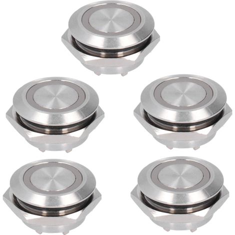 5-teiliger Momenttaster Aus Metall, Mit Automatischer Rückstellung, Ultradünn, Wasserdicht, Mit Led, 19 Mm, Dc 3–6 V, Blau