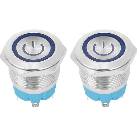 4-poliger Drucktaster, 2 Stück, 3–6 V Dc, 22 Mm Runder Flachkopf, Mit Betriebsanzeige, Blau