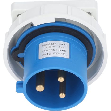 Industriesteckdose Ip67, Luftfahrtstecker Mit Wasserdichten Messingkontakten, 2p+e, 32 A, 220–240 V