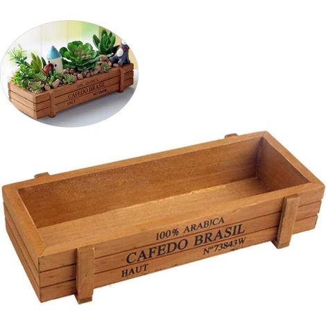 Rechteckiger Tischblumentopf Aus Holz, Sukkulentenbox, Blumendekoration, Rustikaler Pflanzkübel, Aufbewahrungsbox Für Diverse Gegenstände