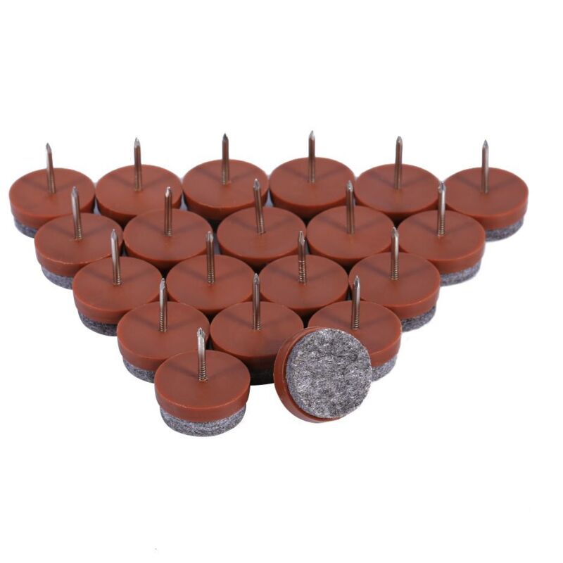 20 Stück Möbelgleiternägel, 24 Mm Filzgleiter Zum Einnageln, Bodenschoner Für Holzmöbel Wie Stühle, Hocker Und Tischbeine (braun)