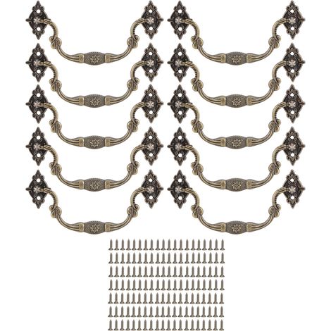 10 Sets Antiker Griffe, Holzkiste, Spezialzubehör, Schubladengriffe, Große Größe