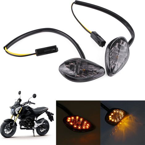 Paar Bernsteinfarbene, Bündig Montierte Led-motorradblinker Für Honda Grom 2014-2016