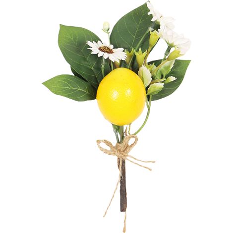 Gelbe Vase Gefüllt Mit Künstlichem Zitronenzweig-schaumstoff, Zitronenstängeln Mit Blättern, Zitronendeko, Wohnaccessoire, Künstlichen Fruchtzweigen, Zitrone (z)