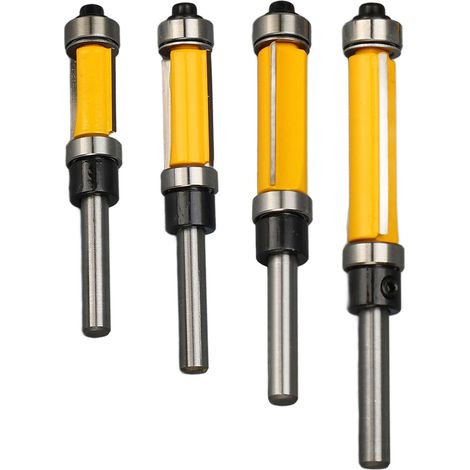 4-teiliger Fräsersatz Für Bündiges Fräsen, 2 Schneiden, 1/4-zoll-schaft, 1/2-zoll-schnittdurchmesser, Obere Und Untere Anlaufkugellager