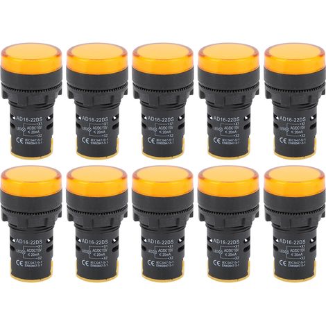 Gelbe Led-anzeige Ad16-22ds, 10 Stück, Helle Signallampe Für Ac/dc110v-anzeige