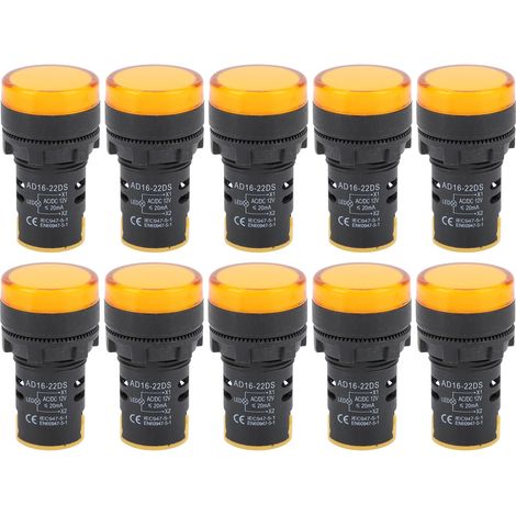 Gelbe Led-anzeige Ad16-22ds, 10 Stück, Helle Signallampe Für Ac/dc12v-anzeige