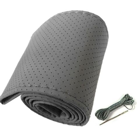 Universeller Lenkradbezug, Handgenäht, Aus Perforiertem Mikrofaserleder, Für Lenkräder Mit 38 Cm Durchmesser, Grau