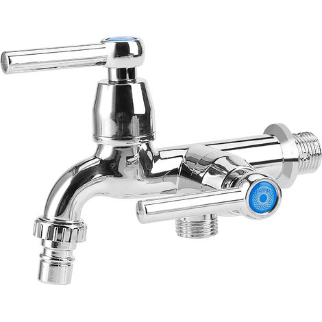 Galvanisierter Kunststoff-waschmaschinen-kaltwasserhahn, Waschbecken-wasserhahn Mit Doppelauslauf, Geradem Griff G1/2