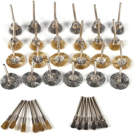 36-teiliges Set Aus Drahtbürsten Aus Messing Und Stahl, Stiftschneider, Radförmige Polier- Und Reinigungswerkzeuge, Komplettes Set