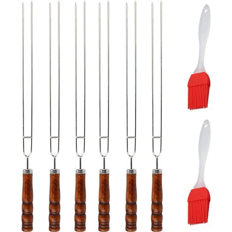 6-teiliges Grillbesteck Aus Edelstahl, 2 Silikon-grillpinsel, Grillwerkzeug