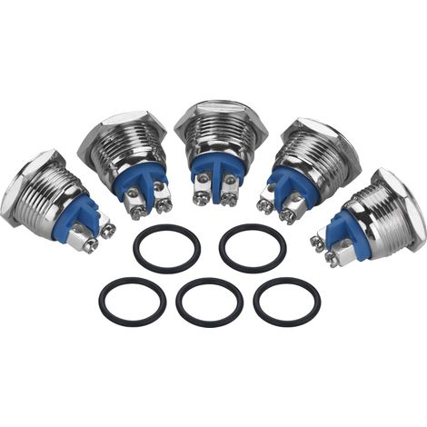 Stück/set 16 Mm 250 V Wasserdichter 2-poliger Mini-drucktaster Aus Metall (flachkopf)