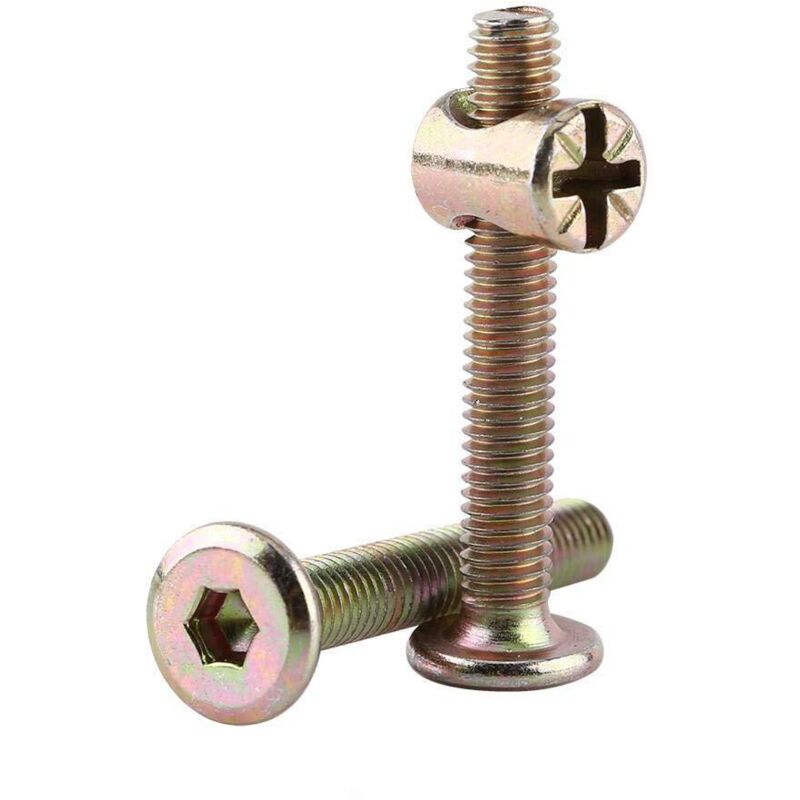 10 Stück M6 Kohlenstoffstahl-schraubbolzen Mit Zylindermutter-befestigungsverbinder, Möbelmutter (60 Mm)