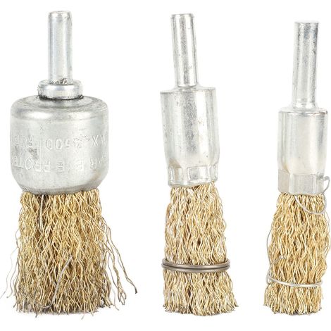 Set Mit 3 Drahtbürsten-räderbohrern, Grobe Crimpung Zum Befestigen